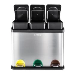 Ökosystem Edelstahl-Tretabfalleimer 45 Liter Recycling -Küchengeräte Geschäft 10024130 yy 0002 logo Klarstein oekosystem Muelleimer 3er