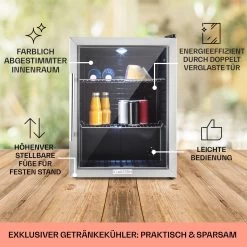 Beersafe XL Kühlschrank 60 Liter 2 Böden Panoramaglastür Edelstahl -Küchengeräte Geschäft 10027672 DE 0005 usp
