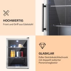 Beersafe XL Kühlschrank 60 Liter 2 Böden Panoramaglastür Edelstahl -Küchengeräte Geschäft 10027672 de 0002 logo