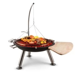 Turion Galgen-Schwenkgrill Feuerschale Ø80cm BBQ Seilzug Edelstahl