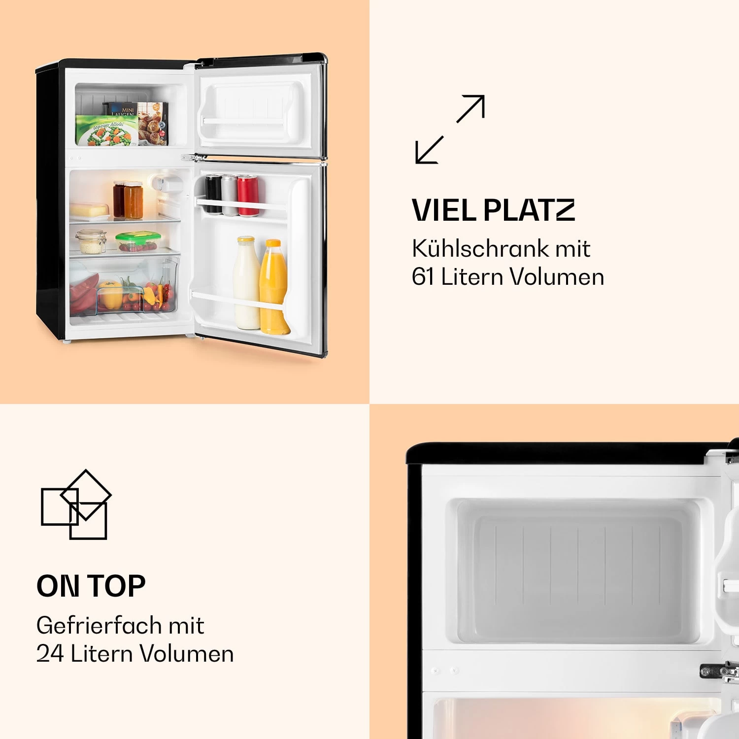 Monroe Kühl- & Gefrierkombination 61/24 Liter 0 - 10 °C 70 Watt 5 Monroe Kühl- & Gefrierkombination 61/24 Liter 0 - 10 °C 70 Watt – Bild 3