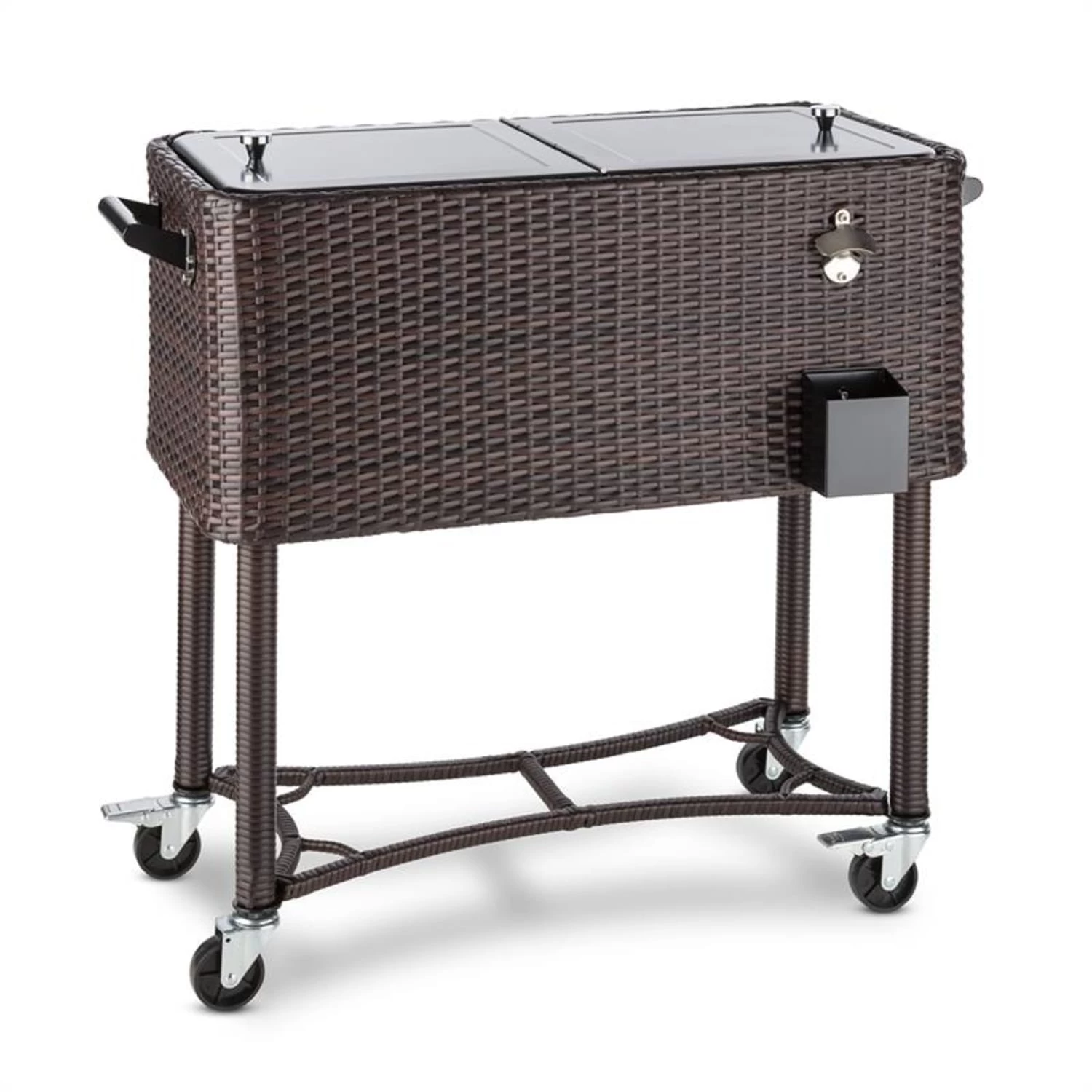 Springbreak Getränkewagen Kühlbox Terrassenkühlwagen 80l Rattandekor 4 Springbreak Getränkewagen Kühlbox Terrassenkühlwagen 80l Rattandekor – Bild 2