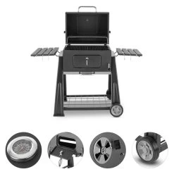 Bigfoot Holzkohlegrill Smoker BBQ-Grill 55 X 40 Cm Stahl Schwarz -Küchengeräte Geschäft 10029763 yy 0004 detail Klarstein Bigfoot BBQ Grill Smoker