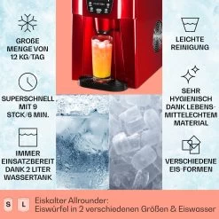 Ice Volcano 2G Eismaschine LED 12kg Je 24h 2l 6-12min Rot -Küchengeräte Geschäft 10030849 DE 0002 usp