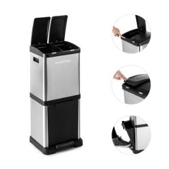 Ökosystem² Mülleimer Mülltrenner 30L (1 X15L, 2x7,5 L) PE Edelstahl -Küchengeräte Geschäft 10031319 yy 0005 detail Klarstein oekosystem Muelleimer Edelstahlgehaeuse