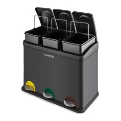 Ökosystem Mülleimer Treteimer Mülltrenner 45L (3x15 L) Schwarz -Küchengeräte Geschäft 10031327 yy 0004 front Klarstein oekosystem Muelleimer Muelltrenner schwarz