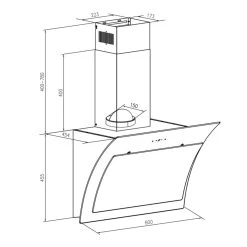 Sabia Dunstabzugshaube Sicherheitsglas Kopffrei 60cm Wandanbau Schwarz -Küchengeräte Geschäft 10031680 yy 0008 logo Klarstein Sabia Dunstabzugshaube schwarz