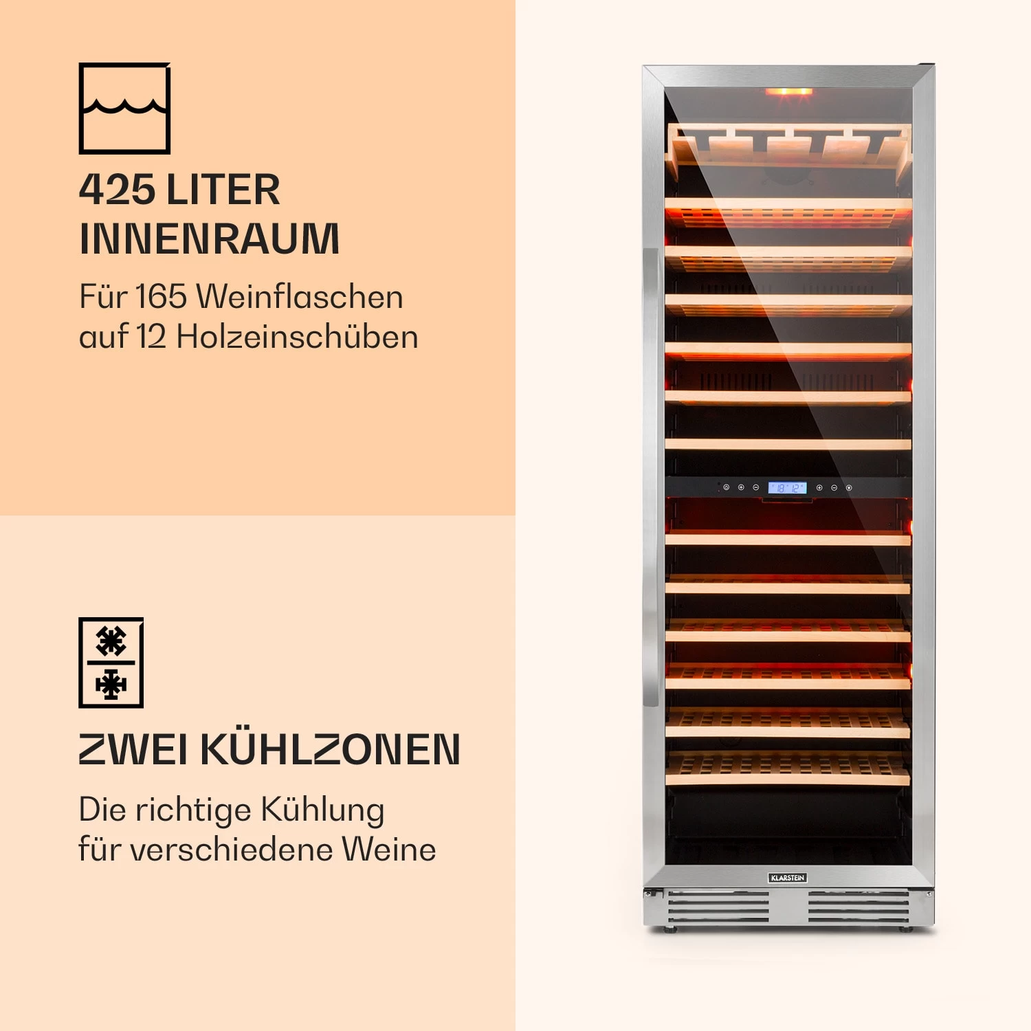 Vinovilla Grande 165 Built-in Duo Weinkühlschrank 425l 165Fl. Glastür 5 Vinovilla Grande 165 Built-in Duo Weinkühlschrank 425l 165Fl. Glastür – Bild 3