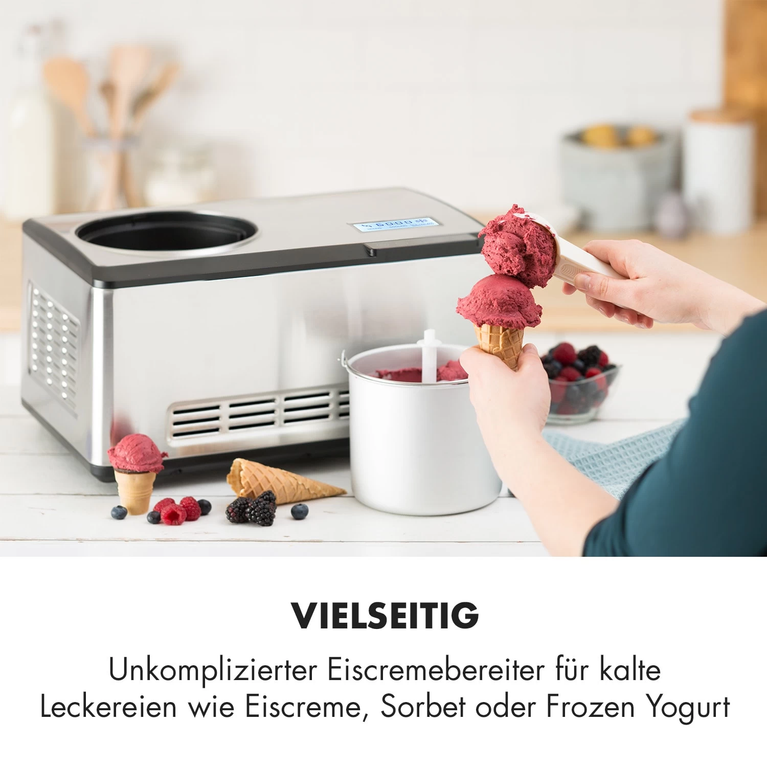 Dolce Bacio Eiscremebereiter Kompressor 2l LCD-Display Touch Edelstahl 4 Dolce Bacio Eiscremebereiter Kompressor 2l LCD-Display Touch Edelstahl – Bild 2