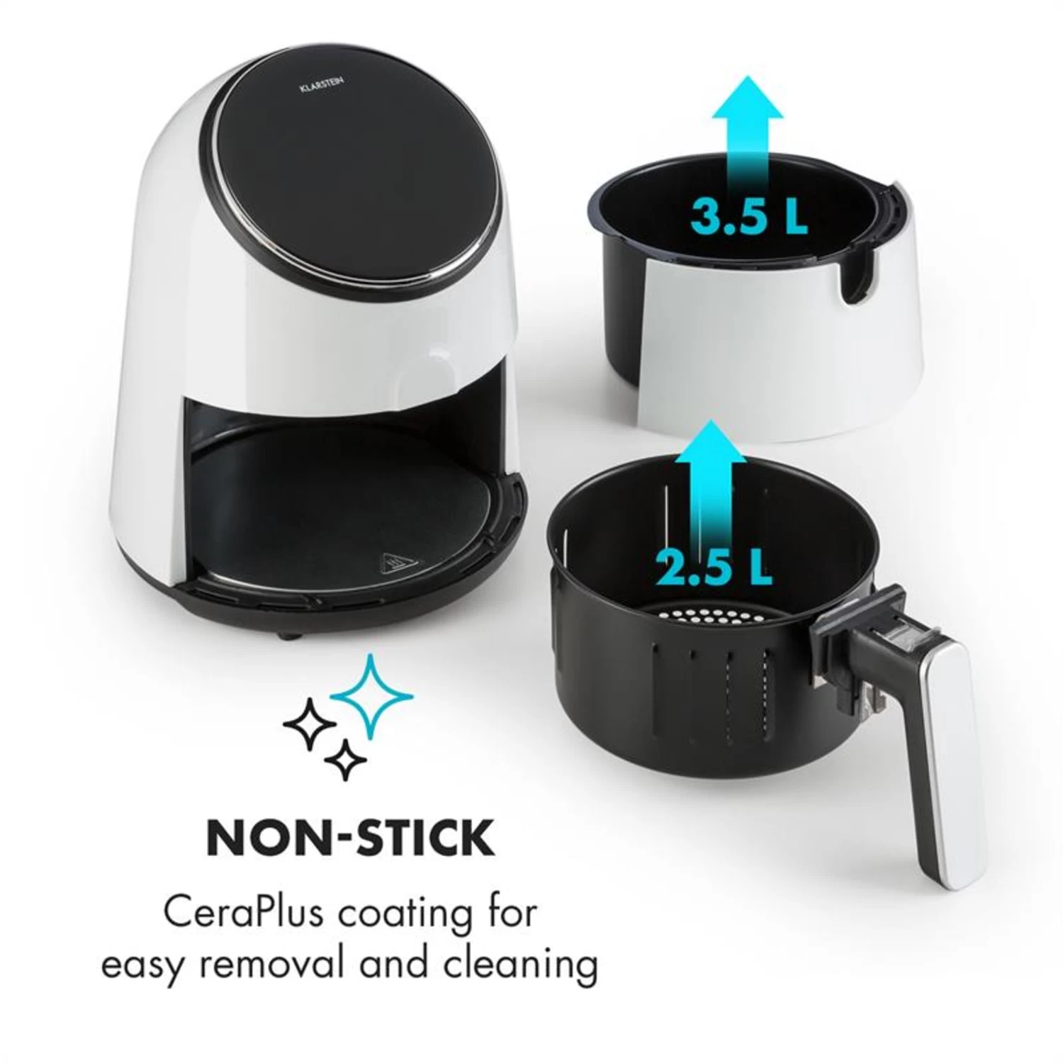 AirVital Heißluftfritteuse 1300W 2,5l CeraPlus-Antihaft Touch Weiß 8 AirVital Heißluftfritteuse 1300W 2,5l CeraPlus-Antihaft Touch Weiß – Bild 6