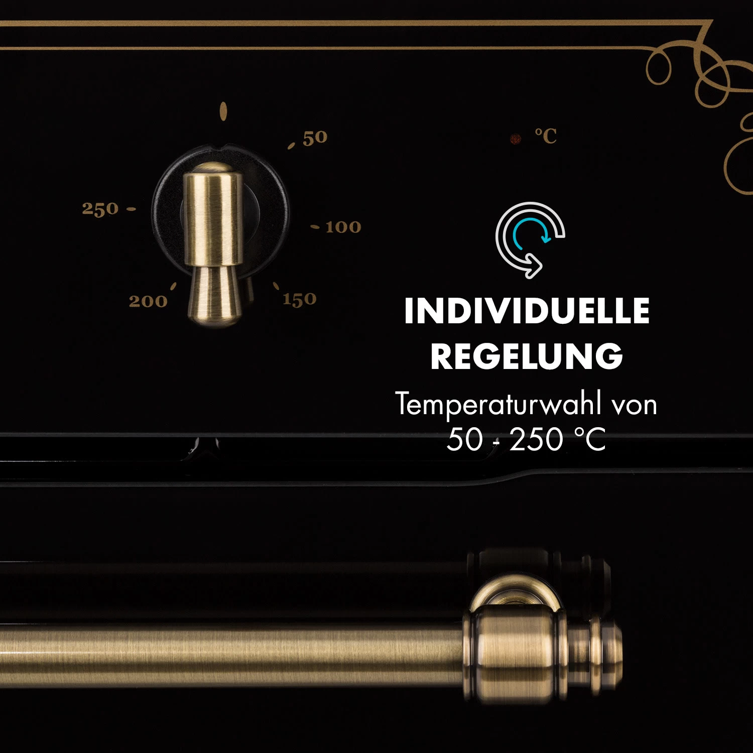 Victoria Einbaubackofen Retro-Design 9 Funktionen 50-250°C Schwarz 7 Victoria Einbaubackofen Retro-Design 9 Funktionen 50-250°C Schwarz – Bild 5