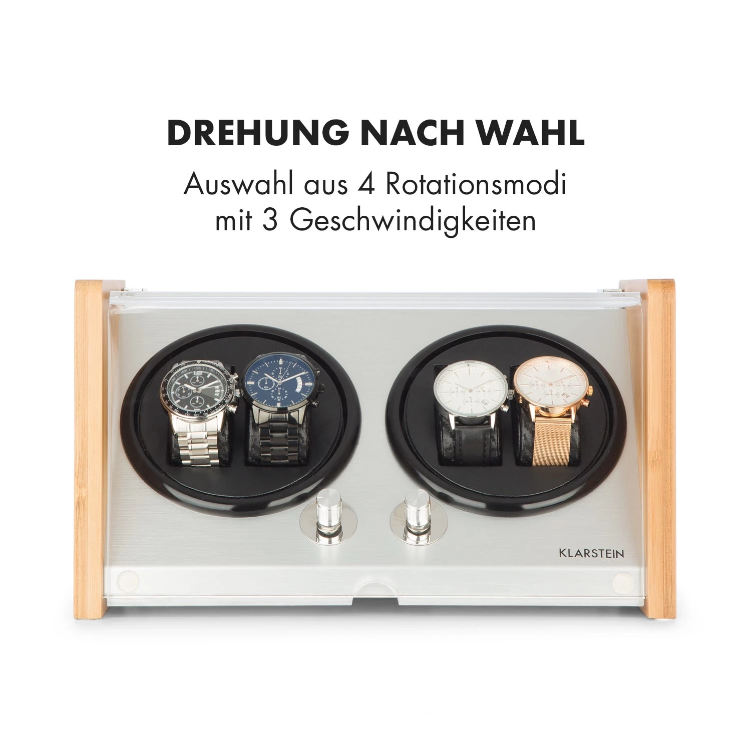 Hanoi 4 Uhrenbeweger, 4 Uhren, 3 Geschwindigkeiten, 4 Modi, Bambus 6 Hanoi 4 Uhrenbeweger, 4 Uhren, 3 Geschwindigkeiten, 4 Modi, Bambus – Bild 4