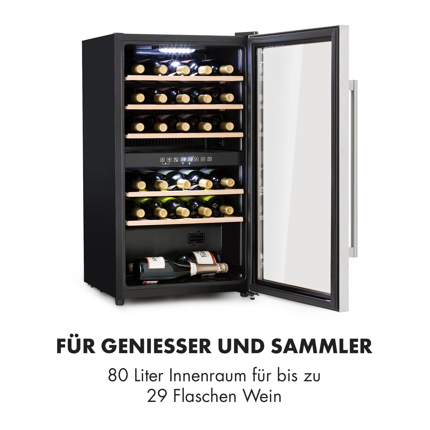 Vinamour 29 Duo Weinkühlschrank 2 Zonen 80L/29 Flaschen 5-22°C Touch 5 Vinamour 29 Duo Weinkühlschrank 2 Zonen 80L/29 Flaschen 5-22°C Touch – Bild 3
