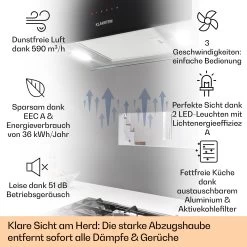 Kronleuchter XL Inselabzugshaube 90cm Umluft 590m³/h LED Touch Schwarz -Küchengeräte Geschäft 10033108 de 0002 usp