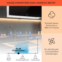 Kronleuchter XL Inselabzugshaube 90cm Umluft 590m³/h LED Touch Schwarz -Küchengeräte Geschäft 10033108 de 0003 usp