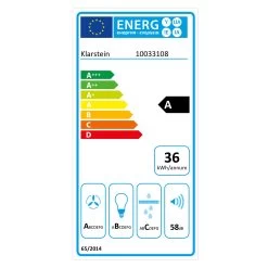 Kronleuchter XL Inselabzugshaube 90cm Umluft 590m³/h LED Touch Schwarz -Küchengeräte Geschäft 10033108 energy label