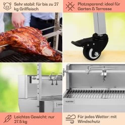 Sauenland Pro Spanferkelgrill Drehspieß 13W 4 Rollen Edelstahl -Küchengeräte Geschäft 10033566 de 0005 usp