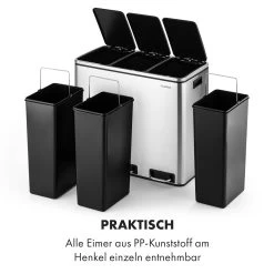 Grandmaster Trash Treteimer 54l / 3x18L Geräuschlos PP Edelstahl -Küchengeräte Geschäft 10033726 de 0005 logo
