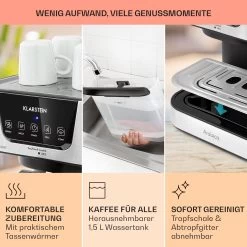Arabica Espressomaschine 1050W 15 Bar 1,5l Touch-Bedienfeld Edelstahl -Küchengeräte Geschäft 10033729 de 0006 usp