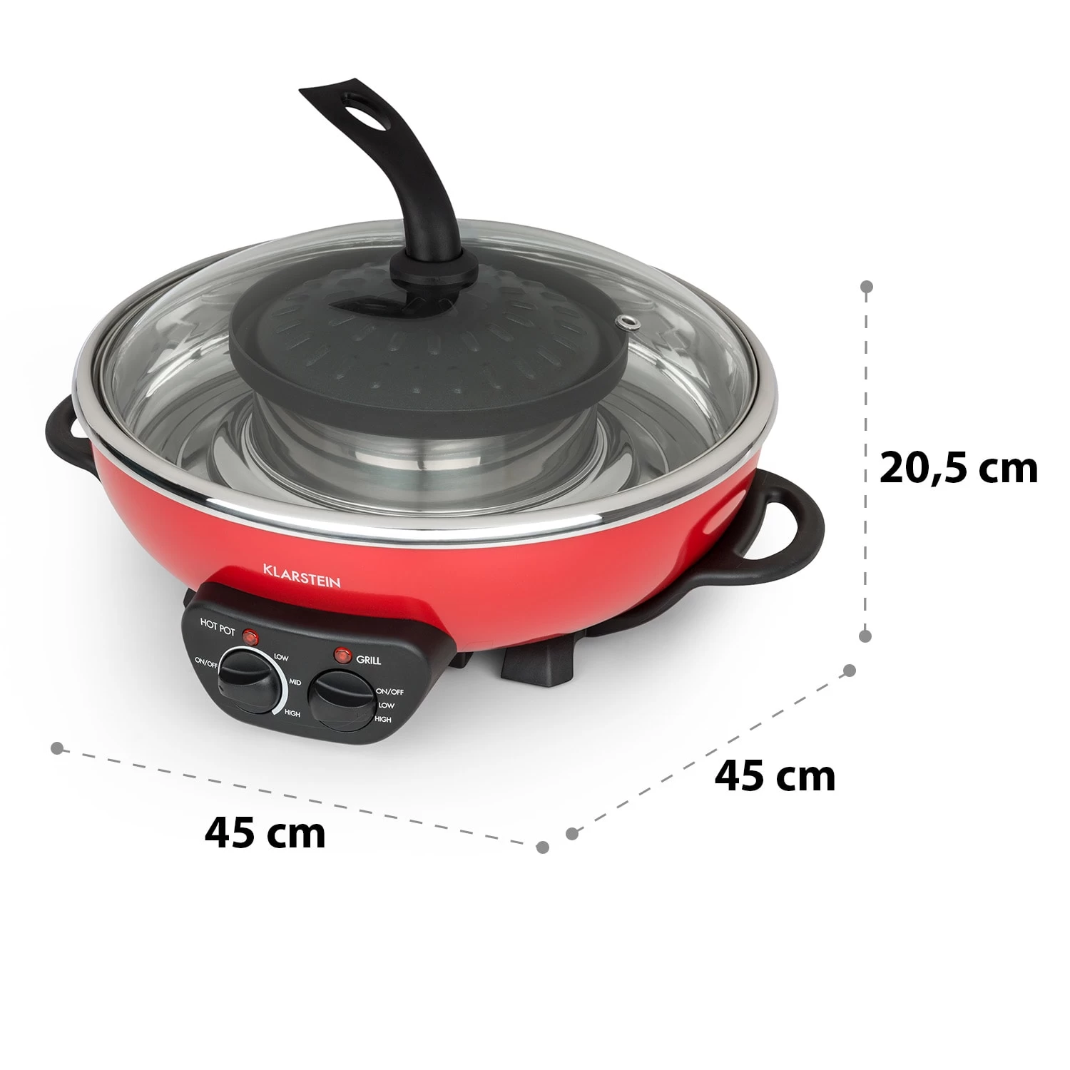 Szechuan Hot Pot Und Grillplatte 5l Vol. 1350 W, 600 W Rot 11 Szechuan Hot Pot Und Grillplatte 5l Vol. 1350 W, 600 W Rot – Bild 9
