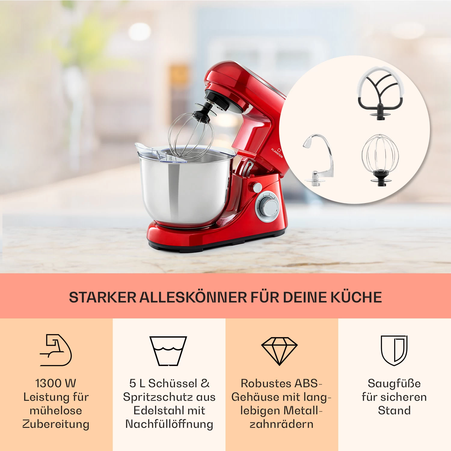 Bella Pico 2G Küchenmaschine 1300W 1,7PS 6 Stufen 5 Liter 5 Bella Pico 2G Küchenmaschine 1300W 1,7PS 6 Stufen 5 Liter – Bild 3