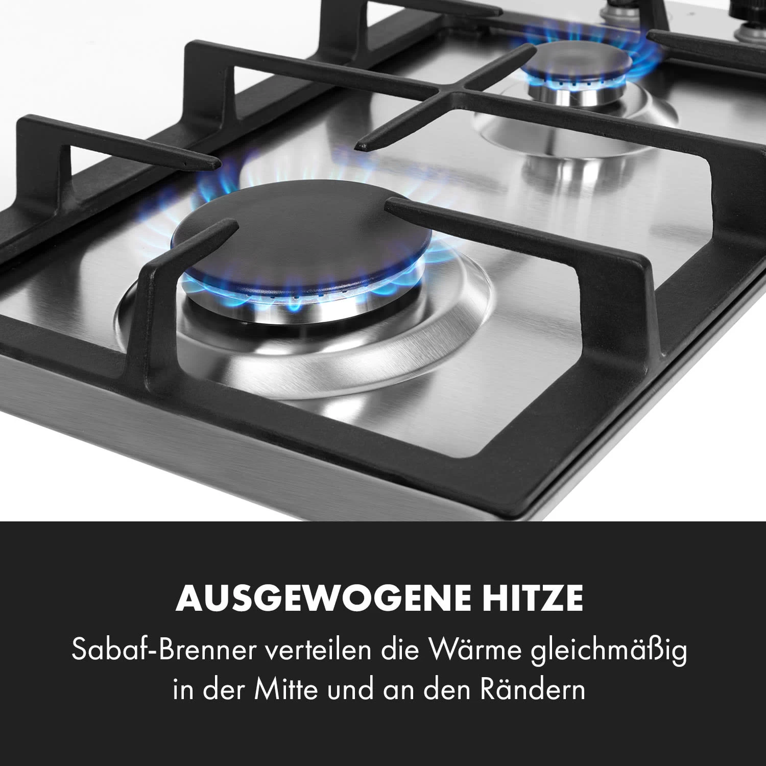 Ignito Domino Gaskochfeld 2-flammig Sabaf-Brenner Edelstahl Silber 5 Ignito Domino Gaskochfeld 2-flammig Sabaf-Brenner Edelstahl Silber – Bild 3