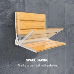 Arielle Deluxe Duschsitz Bambus Aluminium Klappbar 160 Kg Max. Holz -Küchengeräte Geschäft 10034210 yy 0004 logo oneConcept Arielle Deluxe Duschsitz Bambus