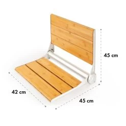 Arielle Deluxe Duschsitz Bambus Aluminium Klappbar 160 Kg Max. Holz -Küchengeräte Geschäft 10034210 yy 0007 logo oneConcept Arielle Deluxe Duschsitz Bambus
