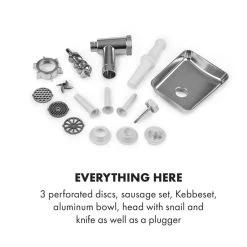 Kraftprotz Elektrischer Fleischwolf 700 W Kupfermotor Edelstahl -Küchengeräte Geschäft 10034215 yy 0006 logo Klarstein Kraftprotz elektrischer Fleischwolf weiss