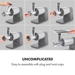 Mett Max Elektrischer Fleischwolf 600W Kupfermotor Aluminium 12 Mett Max Elektrischer Fleischwolf 600W Kupfermotor Aluminium -Küchengeräte Geschäft 10034244 yy 0003 logo Klarstein Mett Max elektrischer Fleischwolf grau