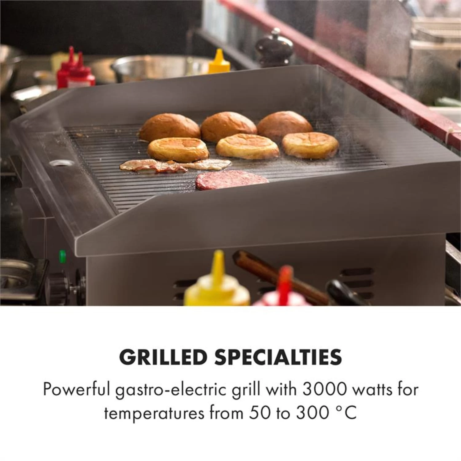 Grillmeile 3000R Elektrogrill 3000W Platte 54,5x35cm Geriffelt 4 Grillmeile 3000R Elektrogrill 3000W Platte 54,5x35cm Geriffelt – Bild 2
