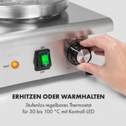 Wurstfabrik 600 Hot Dog Maker 600W 3 Spieße 5L 30-100°C Glas Edelstahl -Küchengeräte Geschäft 10034454 de 0003 logo