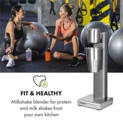 Kraftpaket Milchshake-Mixer Proteinshake 80W Edelstahl Silber -Küchengeräte Geschäft 10034456 yy 0002 logo Klarstein Kraftpaket Pro Milchshake Mixer 80W