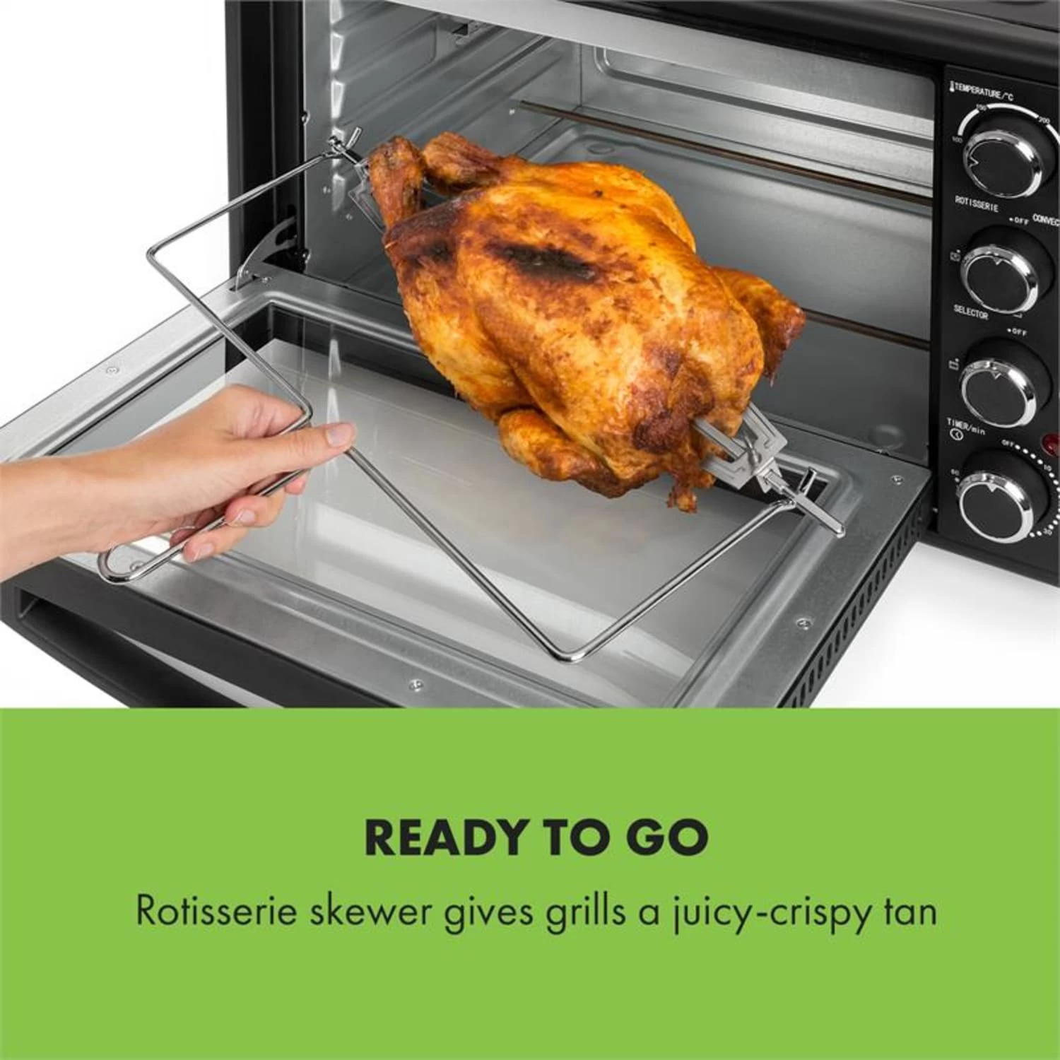 Masterchef 45 Mini-Backofen 45l 2000W 100-230 °C Timer Schwarz – Bild 5