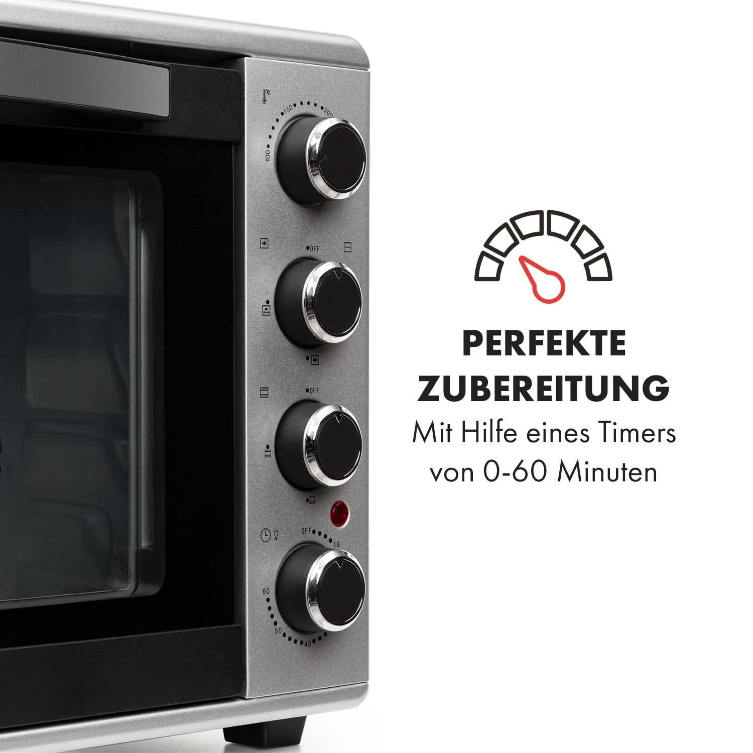 Masterchef 45 Mini-Backofen 45l 2000W 100-230 °C Timer Silber 7 Masterchef 45 Mini-Backofen 45l 2000W 100-230 °C Timer Silber – Bild 5