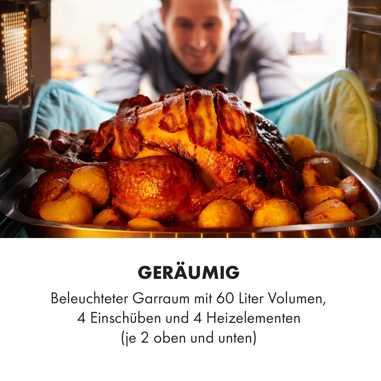 Masterchef 60 Mini-Backofen 60l 2000W 100-230 °C Timer Schwarz 6 Masterchef 60 Mini-Backofen 60l 2000W 100-230 °C Timer Schwarz – Bild 4