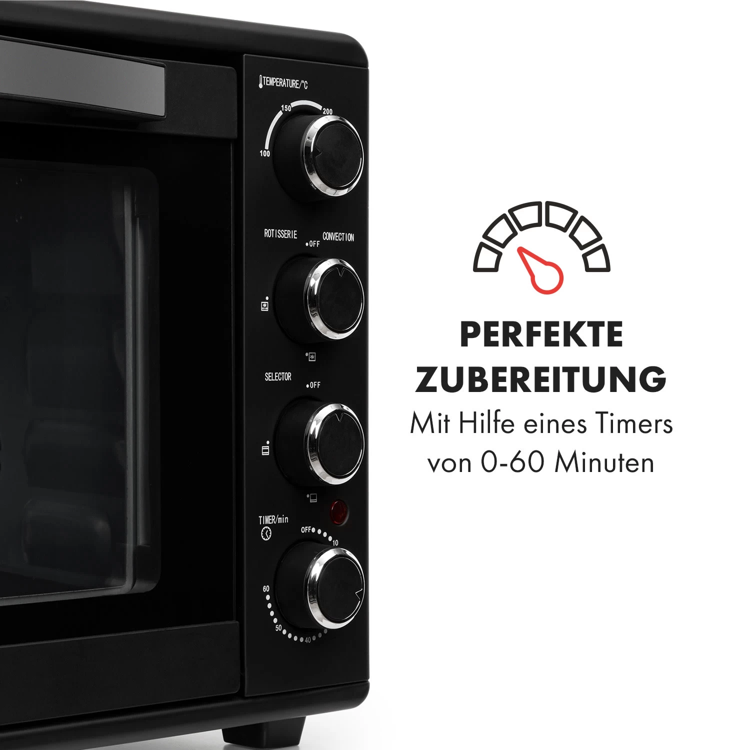 Masterchef 60 Mini-Backofen 60l 2000W 100-230 °C Timer Schwarz 7 Masterchef 60 Mini-Backofen 60l 2000W 100-230 °C Timer Schwarz – Bild 5