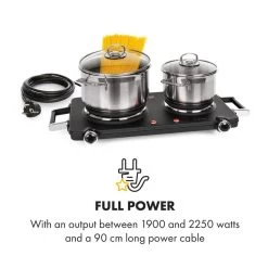 Cookorama Doppelkochplatte 1900-2250 W 150/180 Mm Ø 5 Stufen Schwarz -Küchengeräte Geschäft 10034573 yy 0004 logo Klarstein Cookorama Doppelkochplatte schwarz