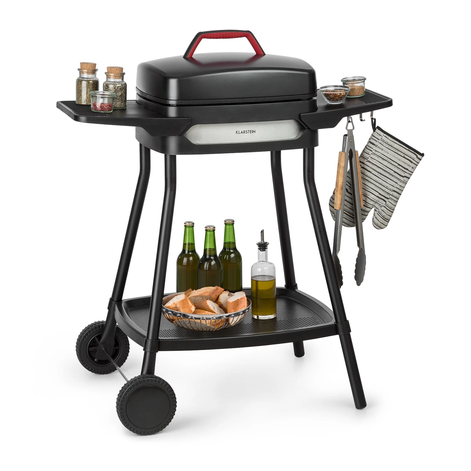 Gatsby Elektrogrill 2000W Antihaft-Grillfläche Seitentische Schwarz 3 Gatsby Elektrogrill 2000W Antihaft-Grillfläche Seitentische Schwarz