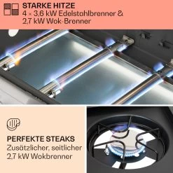 Tomahawk Gasgrill 4x3,6 KW + 2,7 KW Brenner 66x43,5 Cm Grill Edelstahl -Küchengeräte Geschäft 10034710 de 0003 usp