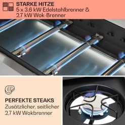 Tomahawk Gasgrill 5x3,6 KW + 2,7 KW Brenner 80x43,5 Cm Grill Edelstahl -Küchengeräte Geschäft 10034712 de 0003 usp