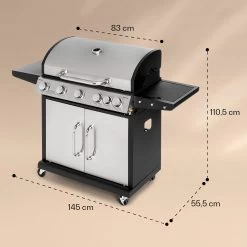 Tomahawk Gasgrill 5x3,6 KW + 2,7 KW Brenner 80x43,5 Cm Grill Edelstahl -Küchengeräte Geschäft 10034712 yy 0007 dimensions