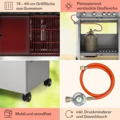 Valkyrie Gasgrill 4x3,5 KW + 3,15 KW Brenner 74x44 Cm Grill Edelstahl -Küchengeräte Geschäft 10034715 de 0005 usp