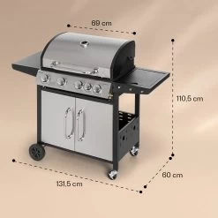 Valkyrie Gasgrill 4x3,5 KW + 3,15 KW Brenner 74x44 Cm Grill Edelstahl -Küchengeräte Geschäft 10034715 yy 0008 dimensions