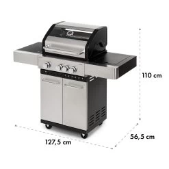 Valkyrie Gasgrill 3x3,2 + 2,9 KW Sichtfenster 54x42 Cm Grill Edelstahl -Küchengeräte Geschäft 10034845 yy 0010 logo Klarstein Valkyrie Gasgrill 3plus1 Brenner Edelstahl