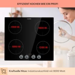 Kochheld 4-Zonen-Induktionskochfeld 6000W Dreh-Regler Glas Schwarz -Küchengeräte Geschäft 10034947 de 0003 usp