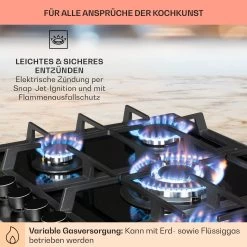 Alchemist 5 Zonen Gaskochfeld Aluminium-Brenner Glaskeramik Schwarz -Küchengeräte Geschäft 10034970 de 0005 usp