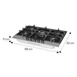 Alchemist 5 Zonen Gaskochfeld Aluminium-Brenner Glaskeramik Schwarz -Küchengeräte Geschäft 10034970 yy 0011 dimensions