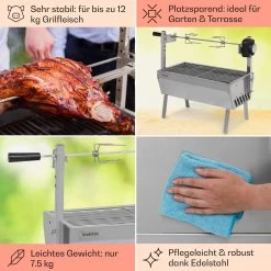 Sauenland Mini Rotisserie-Grill Drehspieß 4W 12kg Max. Edelstahl -Küchengeräte Geschäft 10035371 de 0005 usp