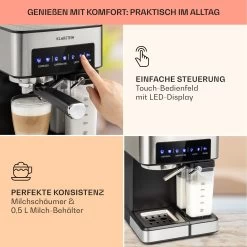 Arabica Comfort Espressomaschine 1350W 20 Bar 1,8l Touch-Bedienfeld -Küchengeräte Geschäft 10035655 de 0003 usp